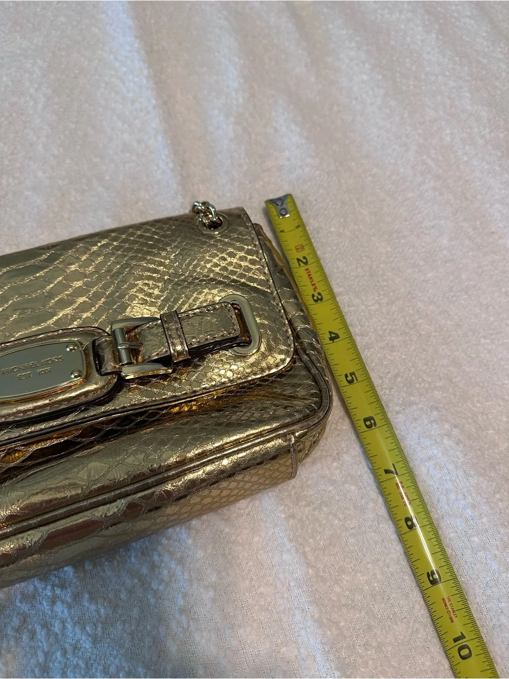 Michael Kors Gold Metallic Snakeskin-Embossed Shoulder Bag